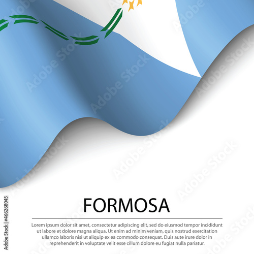 Waving flag of Formosa is a region of Argentina on white backgro photo