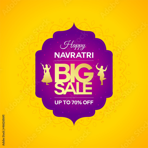 Navratri Festival Big Sale Ofer logo unit with dancing couple.