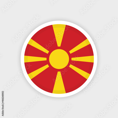 Flag of North Macedonia with circle frame and white background