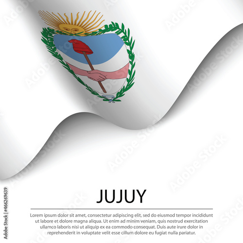 Waving flag of Jujuy is a region of Argentina on white backgroun