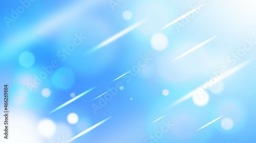 Blue light bokeh background with ray of light in dreamlike heaven