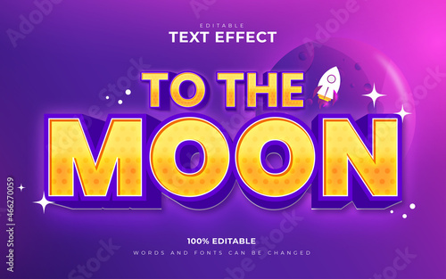 To the moon 3d cartoon editable text effects style