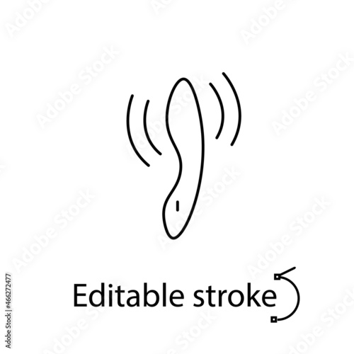 Adult sexual massager outline icon. Sex shop toy. Editable stroke. Isolated vector stock illustration