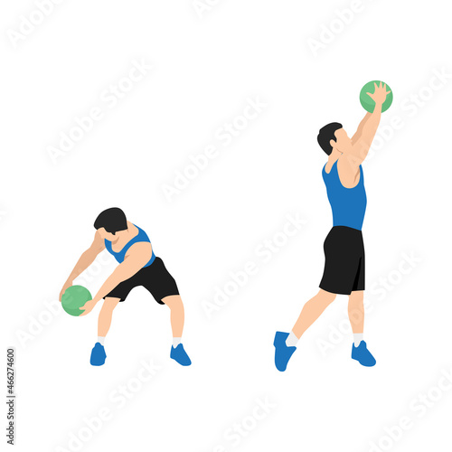 Man doing Medicine ball wood chops. chops exercise. Flat vector illustration isolated on white background