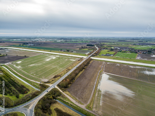 Принти на полотні Aerial photographs from the south of Spalding of the extent of Fenland flooding