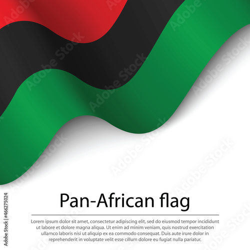 Waving Pan-African flag on white background. Banner or ribbon te