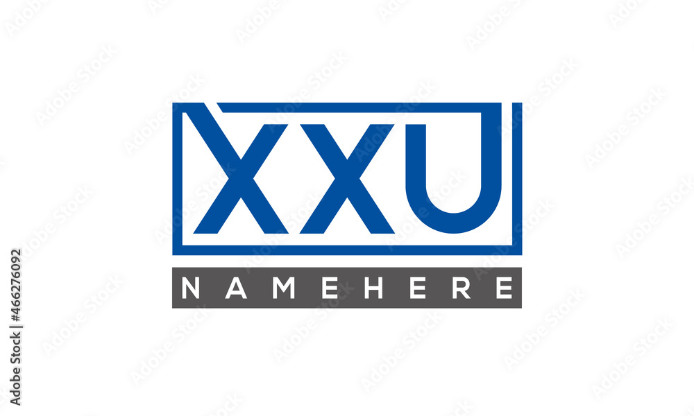 XXU Letters Logo With Rectangle Logo Vector XXU Letters Logo With Rectangle Logo Vector