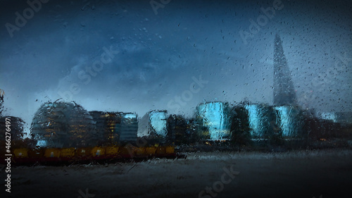 Photography Abstract gloomy view of London City Hall, The Shard and other surrounding office