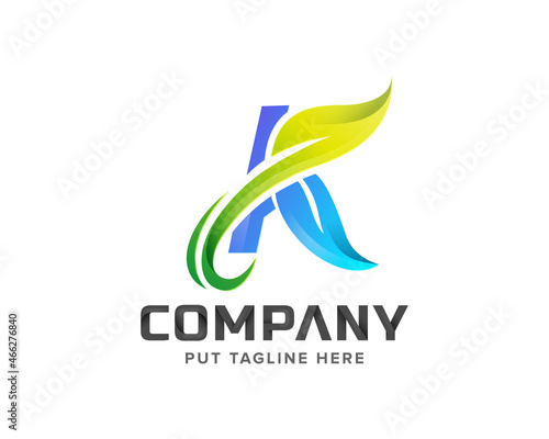 Colorful letter initial k logo for company