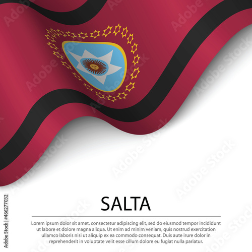 Waving flag of Salta is a region of Argentina on white backgroun