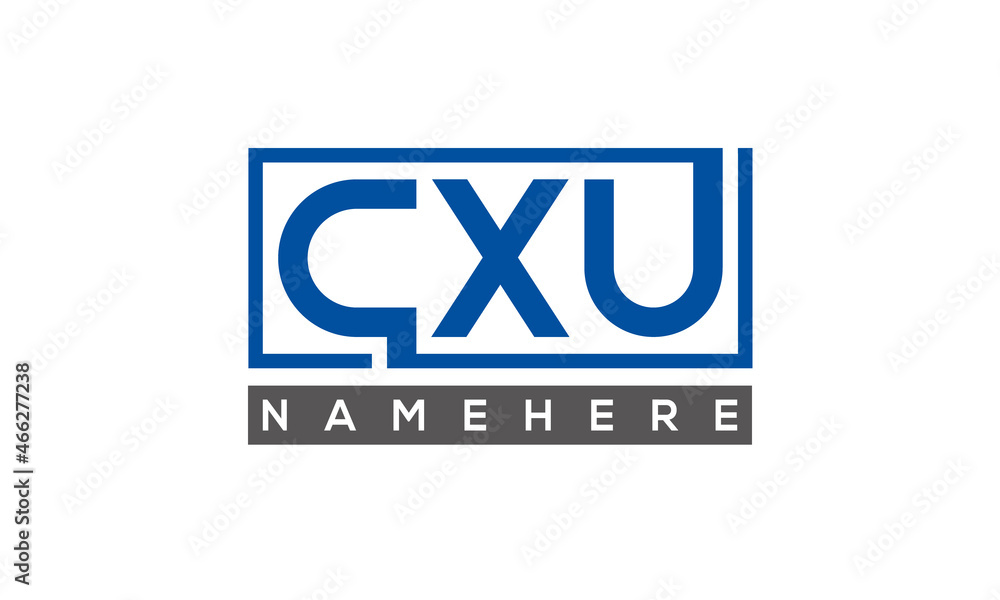 CXU Letters Logo With Rectangle Logo Vector CXU Letters Logo With Rectangle Logo Vector