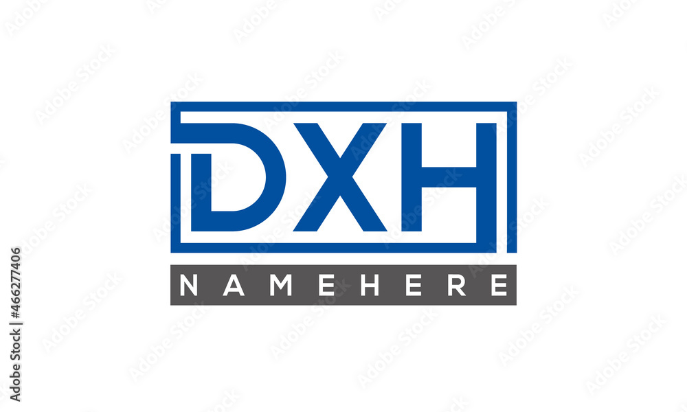 DXH Letters Logo With Rectangle Logo Vector DXH Letters Logo With Rectangle Logo Vector