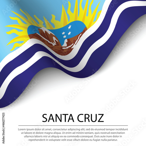 Waving flag of Santa Cruz is a region of Argentina on white back