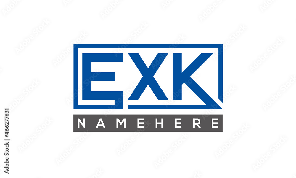 EXK Letters Logo With Rectangle Logo Vector EXK Letters Logo With Rectangle Logo Vector