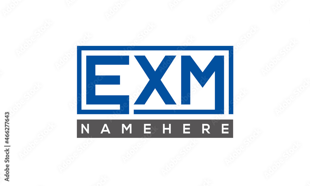 EXM Letters Logo With Rectangle Logo Vector EXM Letters Logo With Rectangle Logo Vector