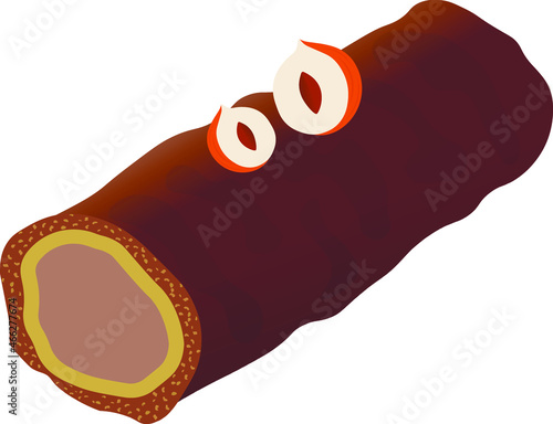 cutaway candy with chocolate-nut filling 