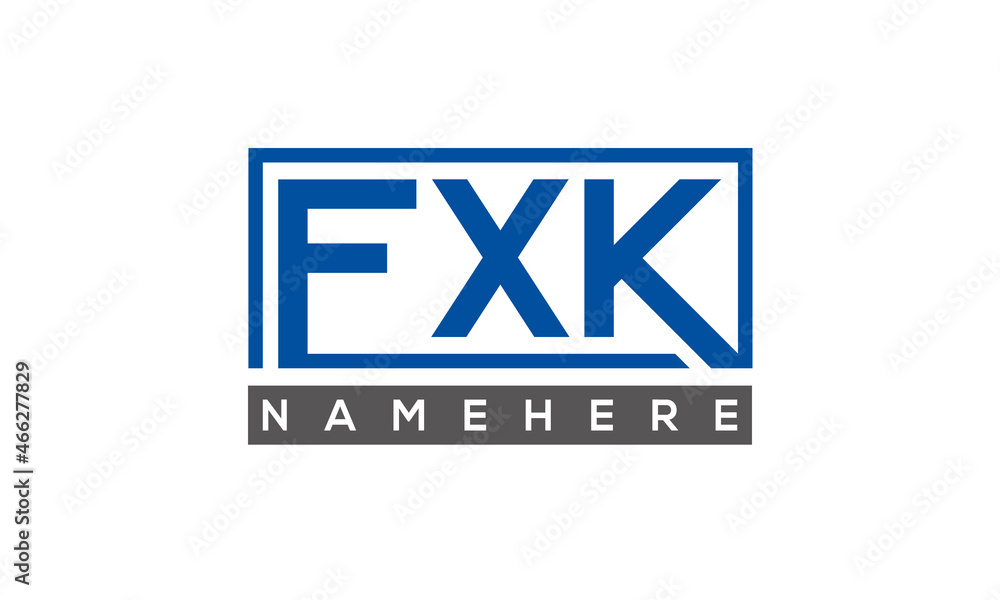 FXK Letters Logo With Rectangle Logo Vector FXK Letters Logo With Rectangle Logo Vector