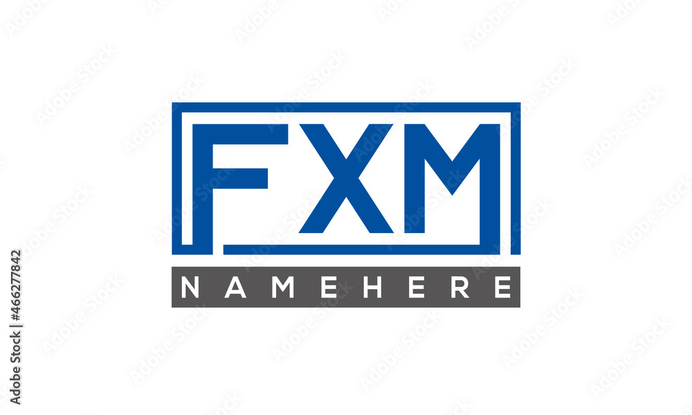 FXM Letters Logo With Rectangle Logo Vector FXM Letters Logo With Rectangle Logo Vector