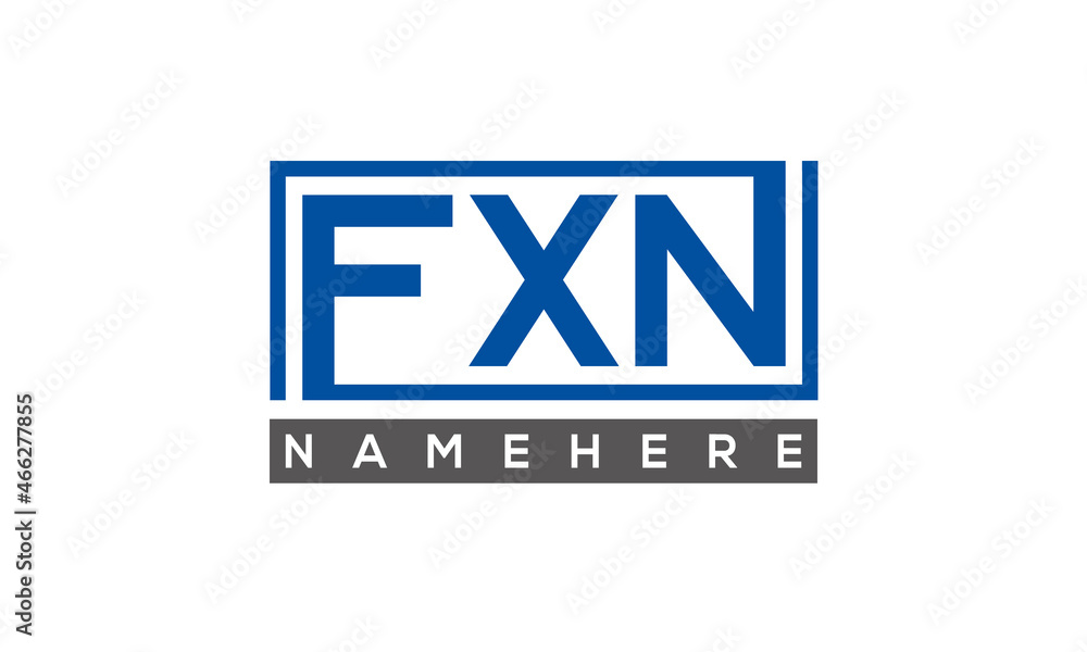 FXN Letters Logo With Rectangle Logo Vector FXN Letters Logo With Rectangle Logo Vector