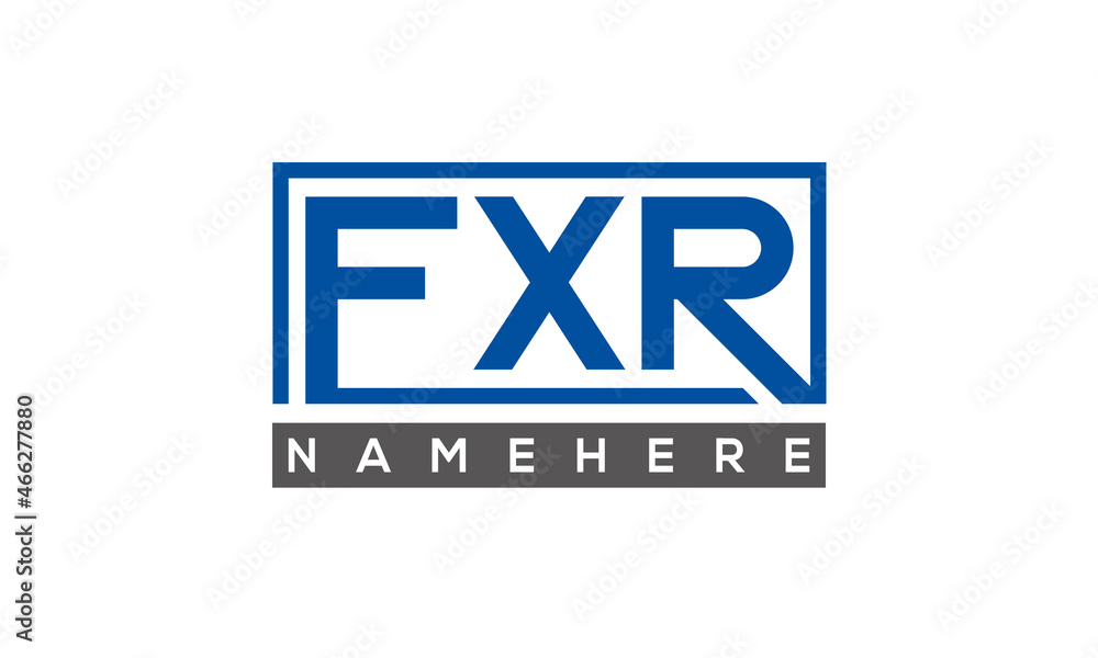 FXR Letters Logo With Rectangle Logo Vector FXR Letters Logo With Rectangle Logo Vector