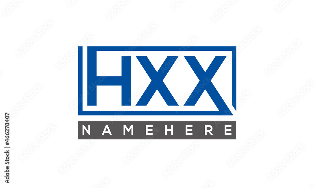 HXX Letters Logo With Rectangle Logo Vector HXX Letters Logo With Rectangle Logo Vector