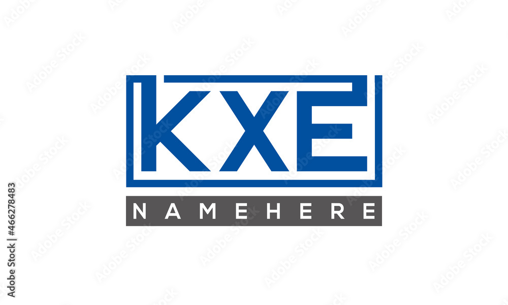 KXE Letters Logo With Rectangle Logo Vector KXE Letters Logo With Rectangle Logo Vector