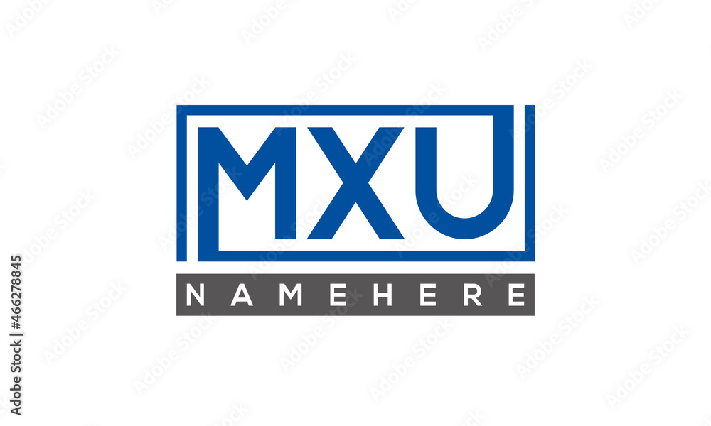 MXU Letters Logo With Rectangle Logo Vector MXU Letters Logo With Rectangle Logo Vector