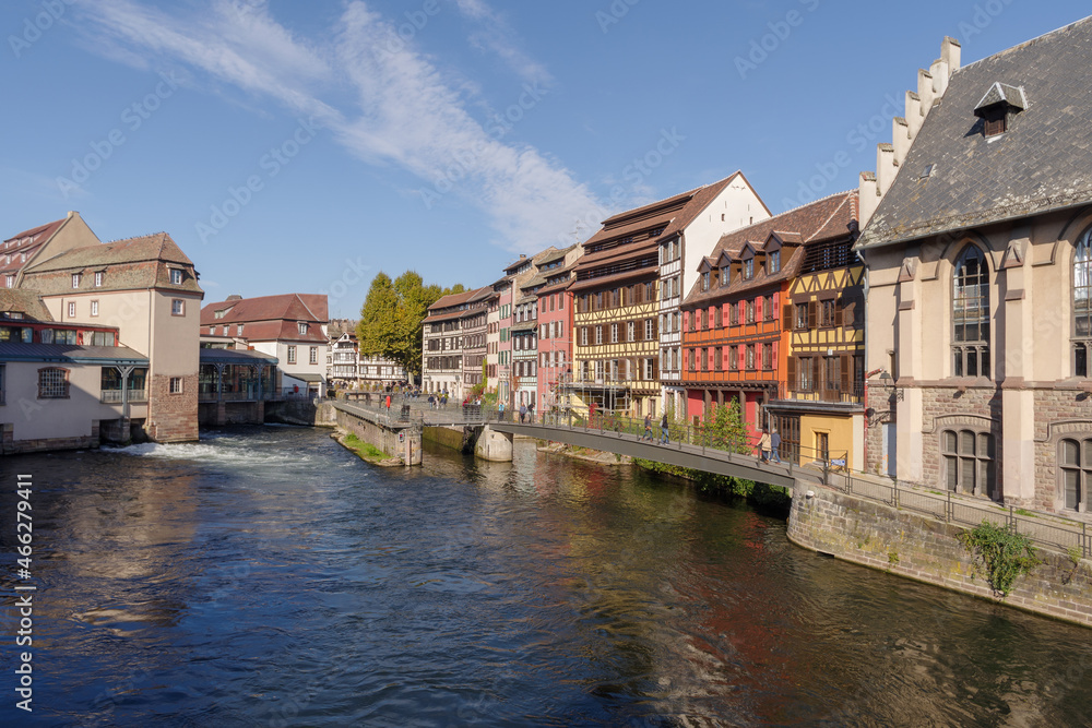 Houses on a canal in Petite France district in Strasbourg