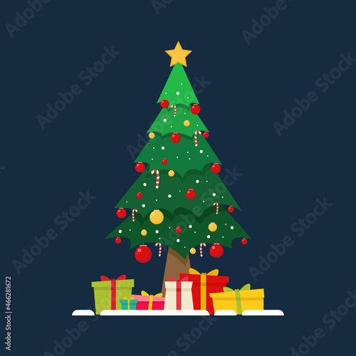 Christmas tree vector. Christmas tree tag. symbol. free space for text. Christmas post card.
