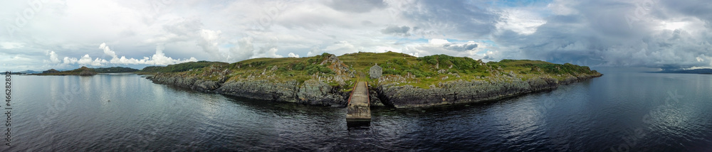 Fototapeta premium Aerial view of the Sound of Jura, Corryvreckan and the isles around Dorus Mor, from near the point of Craignish, Scotland