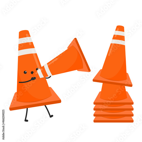 Traffic cone vector. Traffic cone character design.