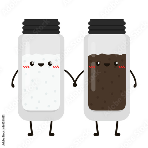 Salt and pepper character. Salt and pepper vector. wallpaper. salt and pepper on white background.