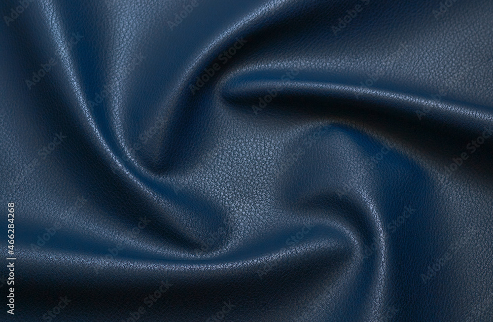 blue artificial leather with waves and folds on PVC base blue artificial leather with waves and folds on PVC base