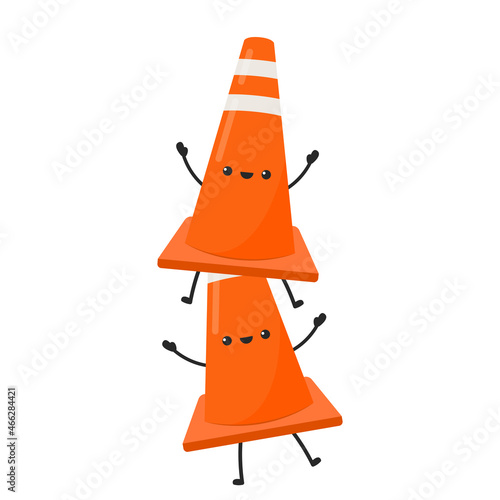 Traffic cone vector. Traffic cone character design.
