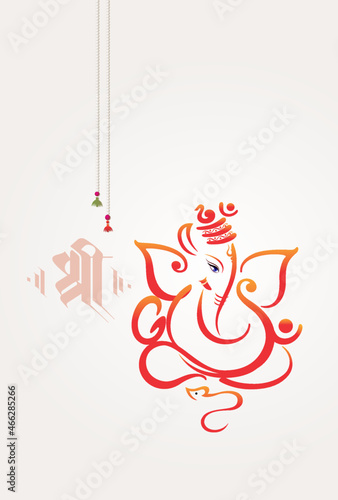 illustration of Lord Ganpati for Ganesh Chaturthi festival of India, Ganpati Bappa Morya background