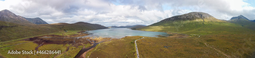 Stitched aerial perspective from near Loch Ainort towards Marsco and the Cuillins and Glamaig, Isle of Skye, Scotland photo