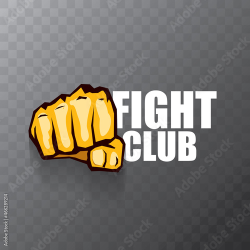 fight club vector logo with orange man fist isolated on transparent background. MMA Mixed martial arts concept design template