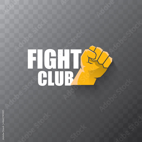 fight club vector logo with orange man fist isolated on transparent background. MMA Mixed martial arts concept design template