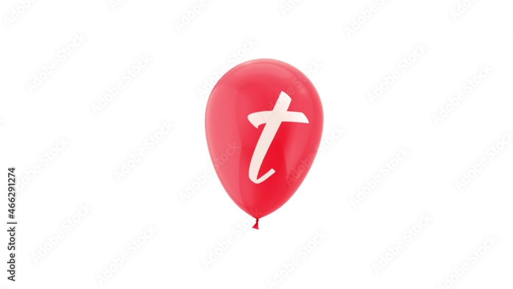 Helium Balloon with Letter – T. With Alpha Channel Luma Matte Channel. Loop Animation . Helium Balloon with Letter – T. With Alpha Channel Luma Matte Channel. Loop Animation .