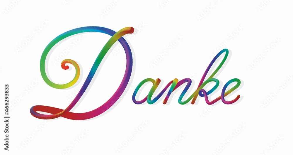 Fototapeta premium Colorful text Danke in Danish (Denmark, means thanks in english. Vector illustration. 