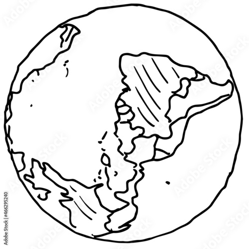 Drawing of the planet earth. Hand-drawn on a white background. 