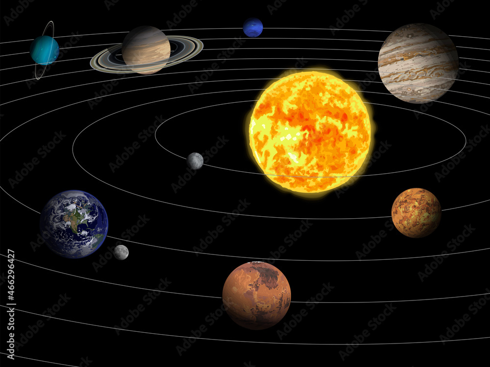 リアルな太陽系の惑星イラストセット Stock Vector Adobe Stock