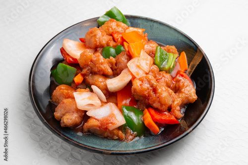 Sweet and sour pork typical chinese food