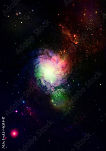 Fototapeta Naklejka Na Ścianę i Meble -  Far being shone nebula and star field against space.