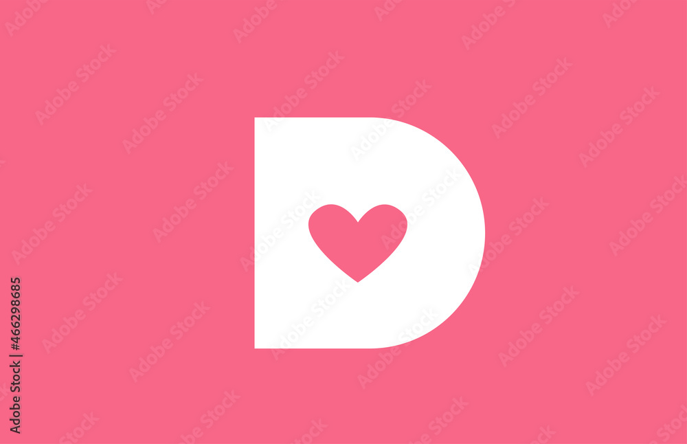 D pink love heart alphabet letter logo icon. Creative design for a dating site company or business