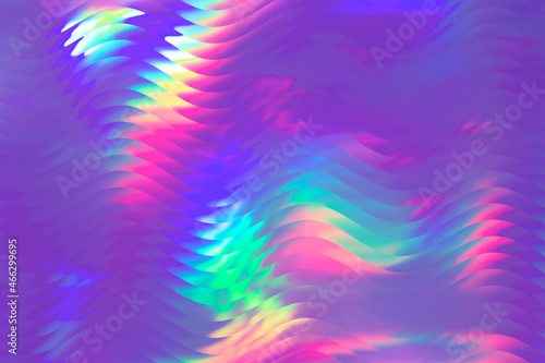 Holographic abstract background. Rainbow neon glass texture pattern. Colorful holograph purple foil overlay photo