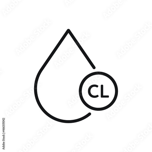 Drop with chlorine. Water containing chlorine linear icon