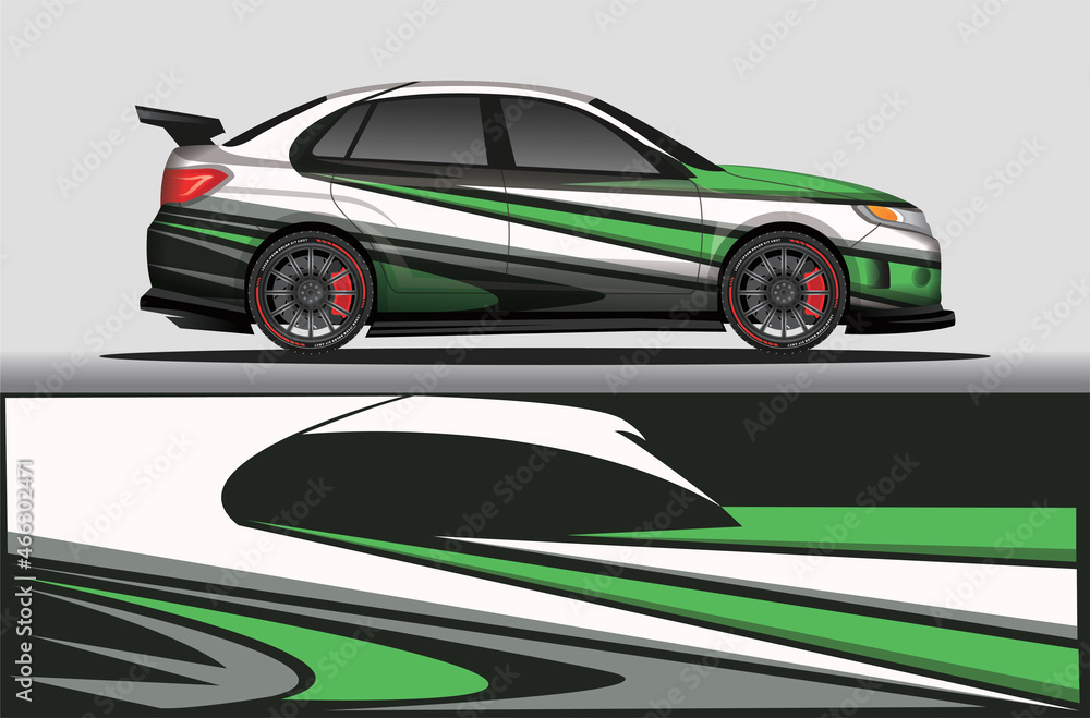 Obraz premium Car livery wrap decal, rally race style vector illustration abstract background