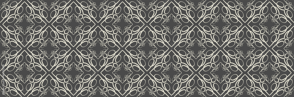 Beautiful background images with ornament in the style of a kaleidoscope on a black background for your design. Seamless background for wallpaper, textures. Vector illustration.