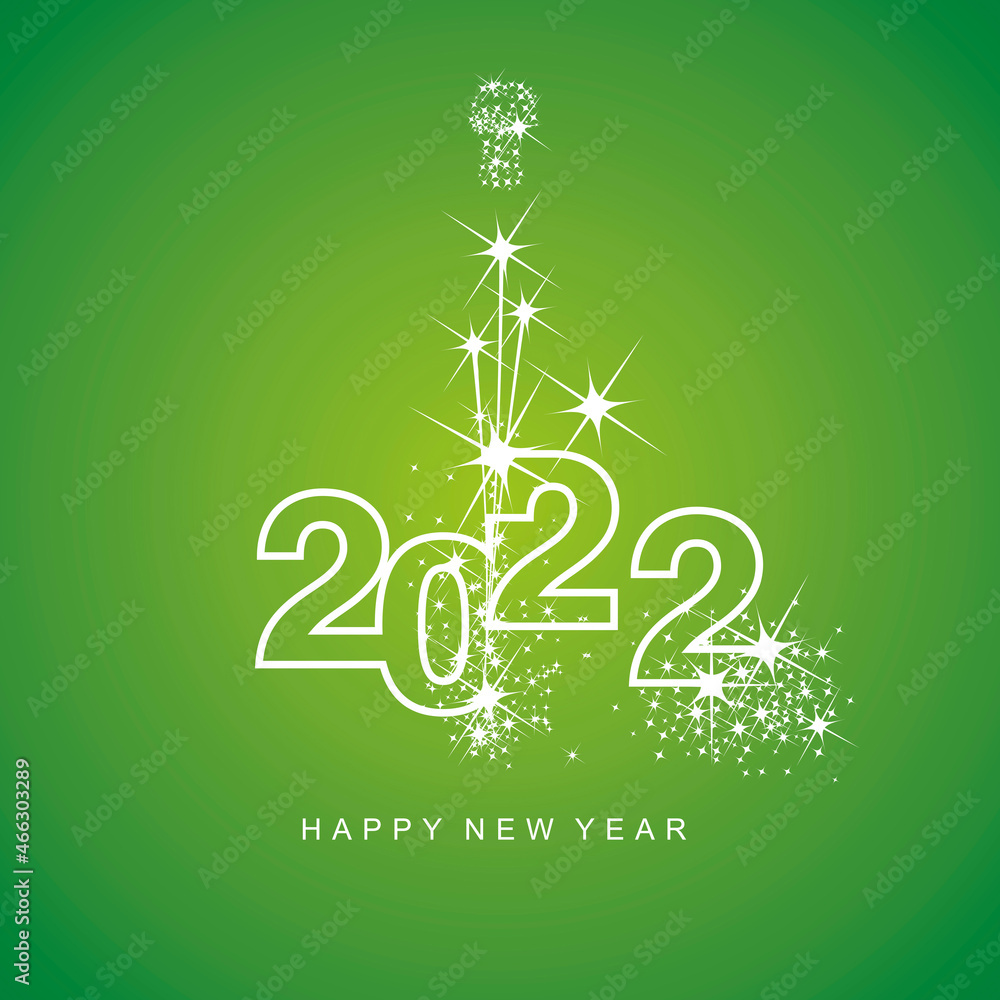 Happy New Year 2022 greetings firework white line design numbers white